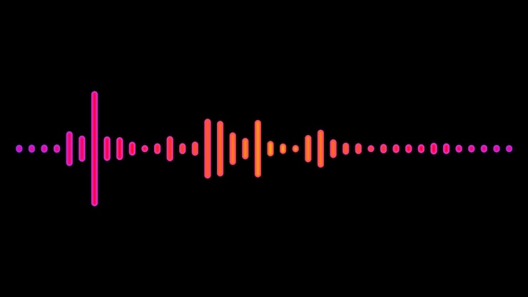 Photo digital sound waves on black background