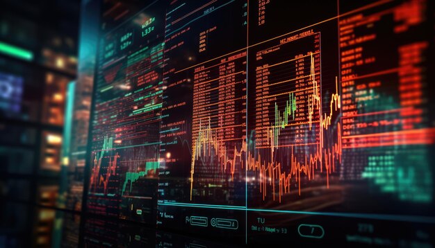 digital stock market chart with realtime updates and scrolling information