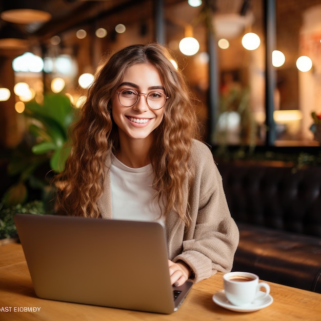 Digital Success A Stylish Social Media Manager in Budapest's Cozy Cafe