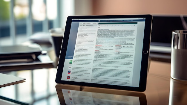Photo a digital tablet displaying a collaborative document