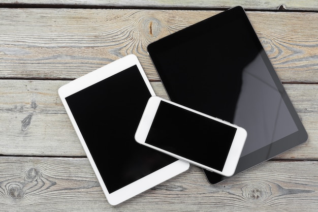 digital tablet and smartphone on the table