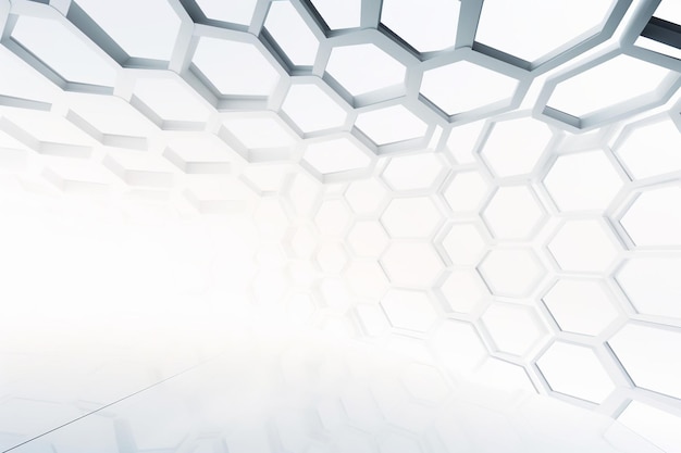 Photo digital technology background with hexagon pattern in white tone