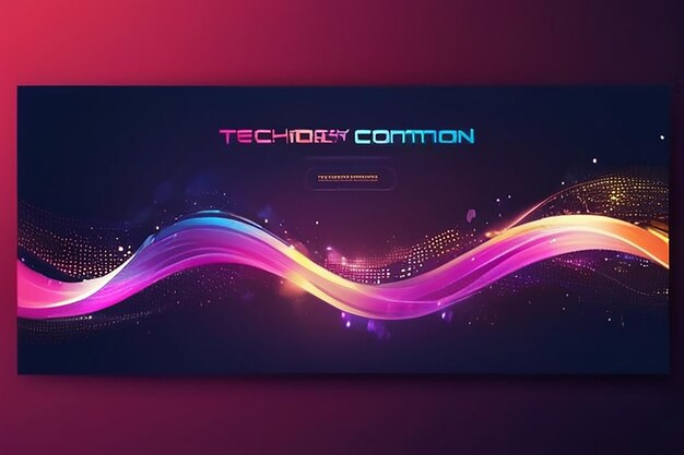 Photo digital technology banner pink blue background concept with technology line light effect