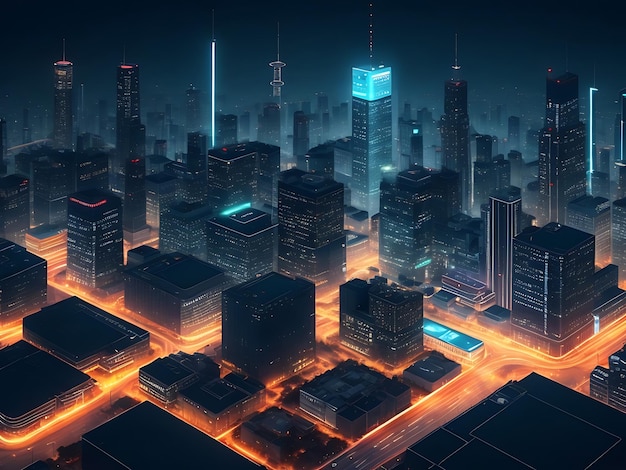 Digital technology city background big data minimal wallpaper