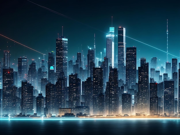 Digital technology city background big data minimal wallpaper