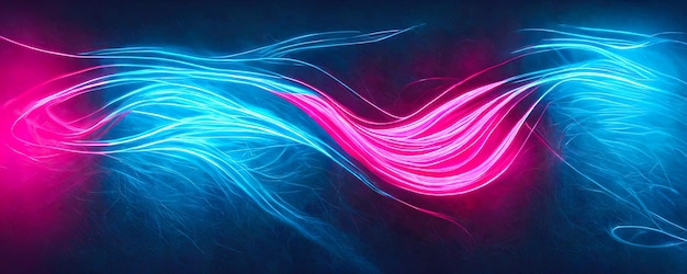 Digital technology in the form of neon rays of blue and pink color colorful abstract wallpaper