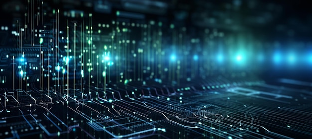 digital technology futuristic banner with circuit lines