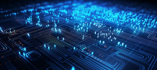 digital technology futuristic banner with circuit lines