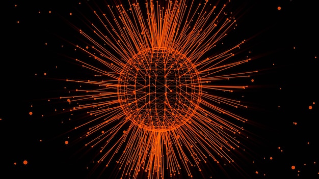 Digital technology plexus structure Big Data Plexus effec Sphere of connected nodes Cluster net Abstract network connection background Connected lines sphere