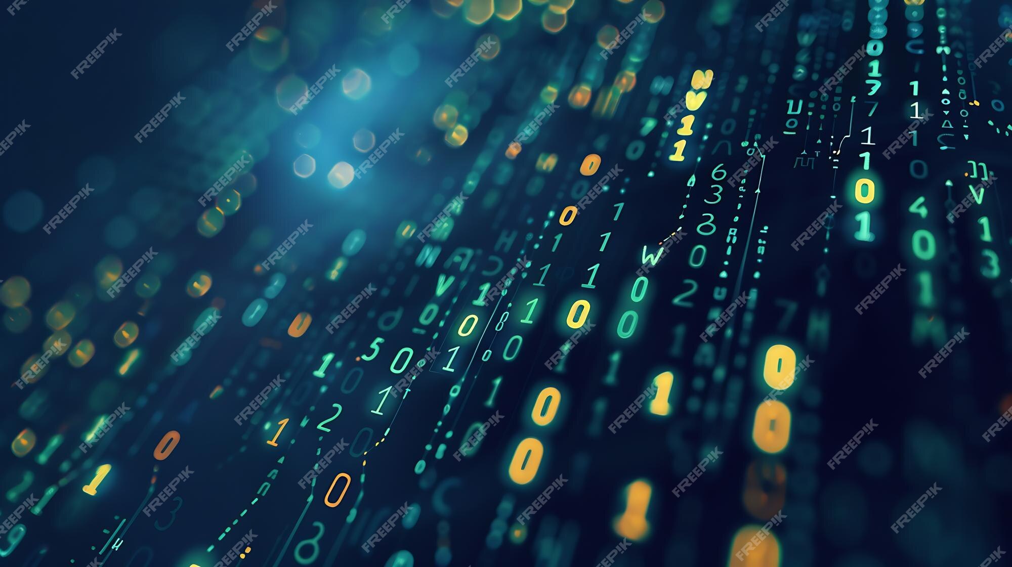 Digital transformation concept Binary code Programming Quantum computer ...