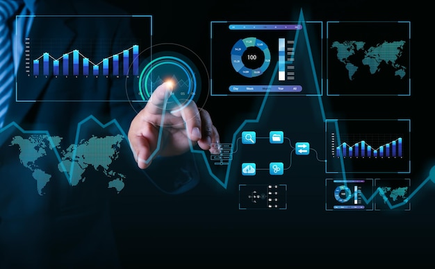 Digital transformation concept business analysis and strategy big data concept Businessman