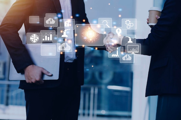 Digital transformation technology strategy digitization and digitalization of business processes and data optimize and automate operations customer service management internet and cloud computing