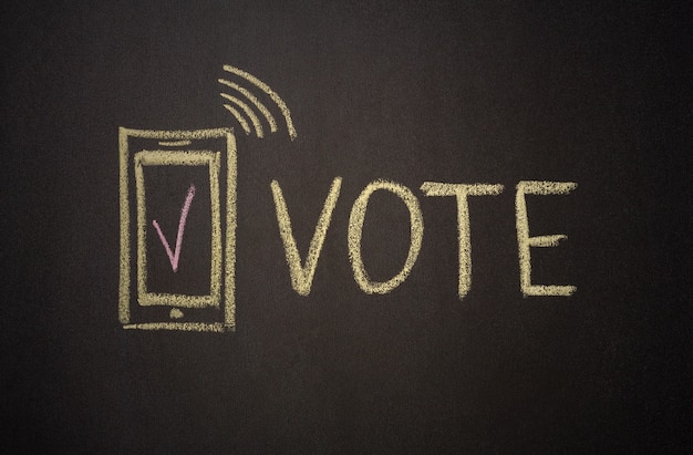 Digital voting concept with chalk