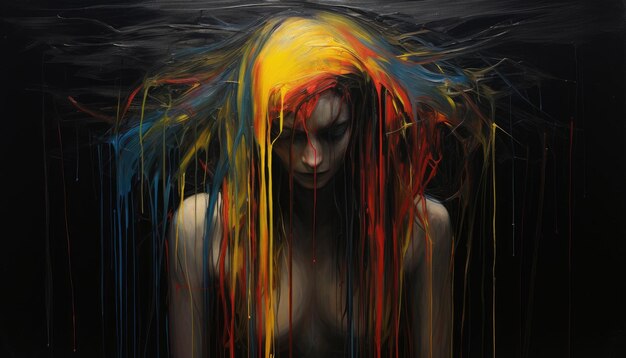 цифровая настенная живопись женщина с полноцветным фоном