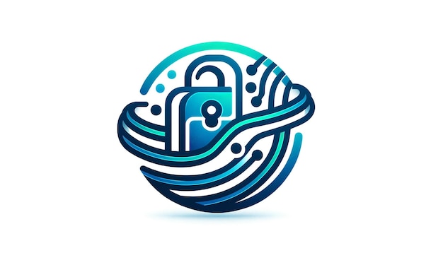 Логотип приложения цифрового кошелька Безопасный замок и дизайн цифровых волн