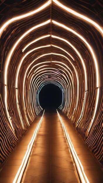 照らされたトンネルの道の抽象的な構成を特徴とするデジタルウォールペーパー