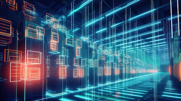 Digital Warehouse with Electronic Grids Connected to a Bar Code Scanner