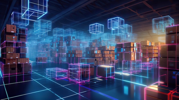 Digital Warehouse with Electronic Grids Connected to a Bar Code Scanner