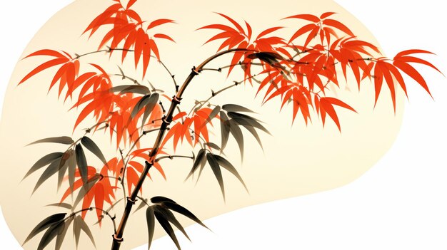 Foto pittura digitale ad acquerello di cespugli di bambù per decorazione artistica a parete stampabile e decorazione domestica