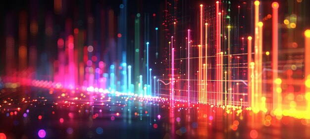 데이터 흐름 시각화에서 동적 입자 시스템을 가진 디지털 파파 스트럼 빅 데이터 분석의 개념적 표현 디지털 신호 처리 정보 기술 배경