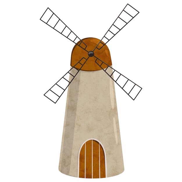 スカンジナビア様式のデジタル風車塔 ⁇ 手描きのオランダ風景