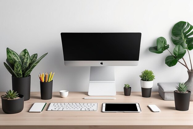 Digital Workspace Laptop on Desk Mockup