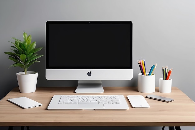 Digital Workspace Laptop on Desk Mockup