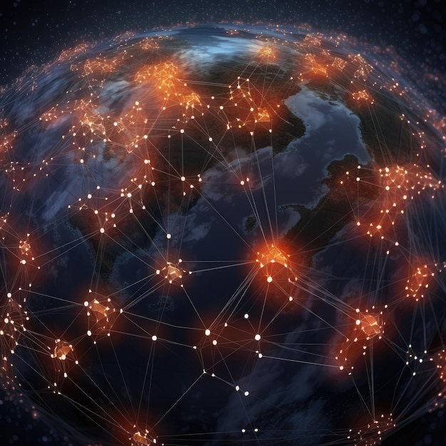 Foto mappa della comunità mondiale digitale mappa globale concetto digitale