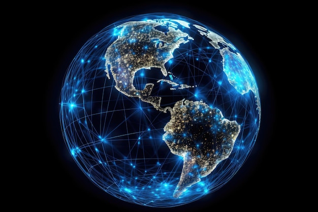デジタル世界コミュニティ マップ グローバル マップ デジタル コンセプト