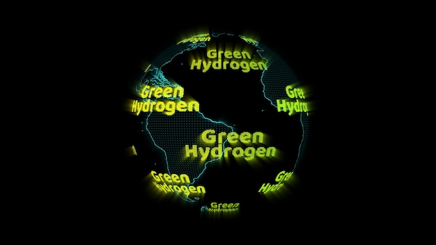 Digital world map and green hydrogen green text, concept as an
alternative fuel that is clean energy