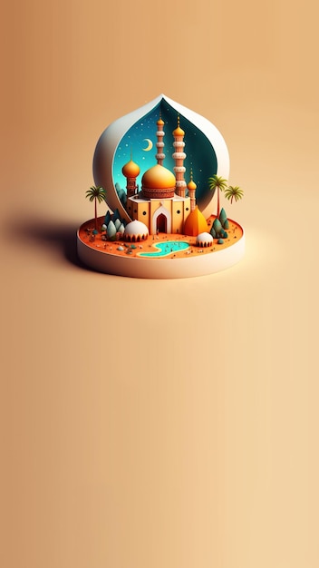Digitale 3D illustratie van het Instagram-verhaal van de islamitische sociale media