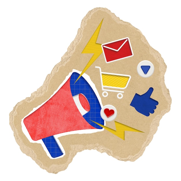 Digitale advertentie png sticker gescheurd papier doorzichtige achtergrond