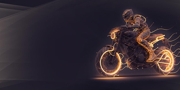 Digitale afbeelding met lichte streep Silhouet van Biker en sport Motorcycle