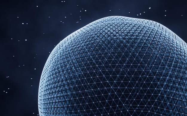 Digitale bol met gloeiende lijnen structuur 3D-rendering