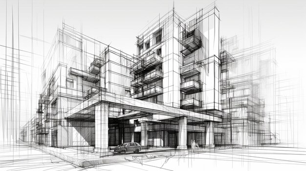 Digitale bouw Wireframe Sketch Designquot