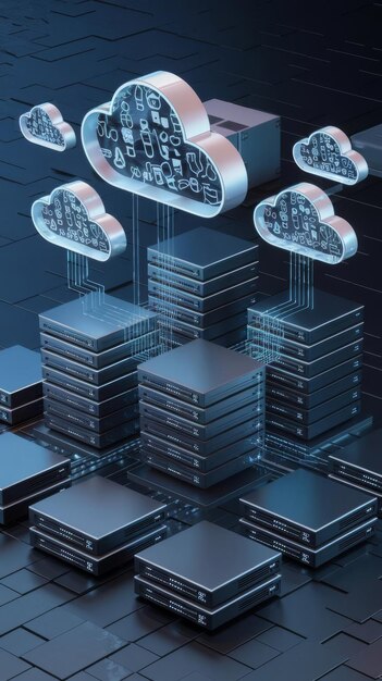 Digitale cloud computing-concept 3D-rendering