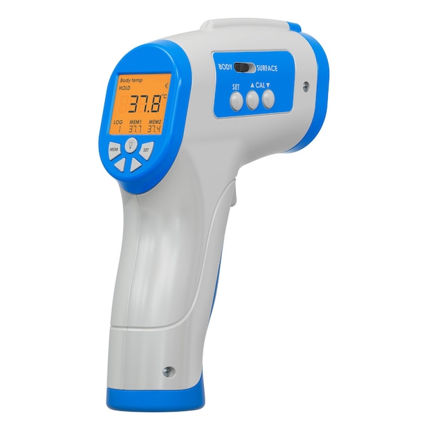 Foto digitale contactloze voorhoofdthermometer laser 3d-rendering