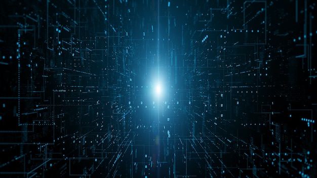 Digitale cyberspace futuristisch Digitale datamatrix stroomt en verlichting