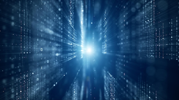 Digitale cyberspace met deeltjes en digitale datanetwerkverbindingen