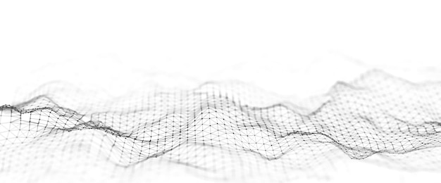 Digitale dynamische golf van deeltjes Abstract witte futuristische achtergrond Big data visualisatie 3D rendering