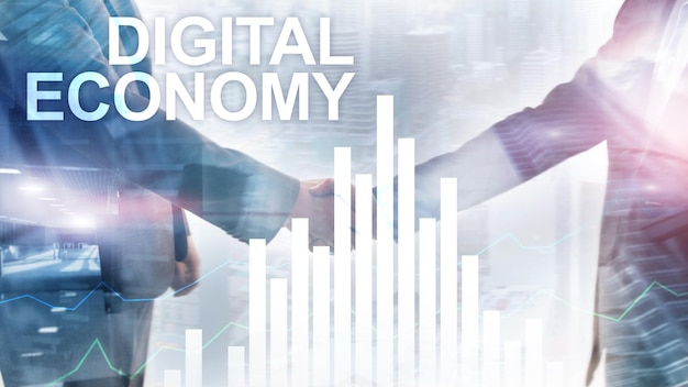 Digitale economie financiële technologie concept op onscherpe achtergrond