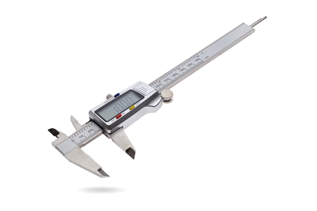 Digitale elektronische schuifmaat geïsoleerd op een witte achtergrond