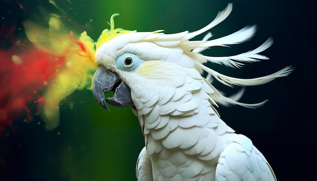 Digitale foto manipulatie van een witte papegaai Generatieve AI