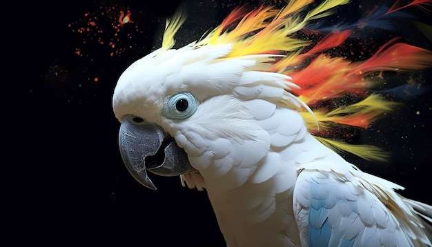 Digitale fotomanipulatie van een witte papegaai Generatieve AI