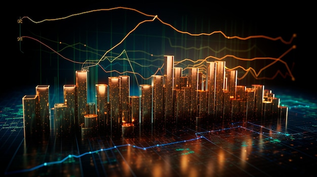 Digitale gegevensverwerking en wereldwijde datatechnologie bedrijfsgegevens computer en internetconcept wereldwijd bedrijfsfinanciën en bankconcept Generatieve AI-illustrator