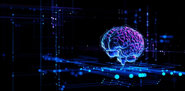 Digitale hersenhologram hud kunstmatige intelligentie ai machine deep learning zakelijke technologie