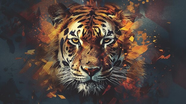 Digitale illustratie met een abstracte weergave van een tijger of luipaard die de schoonheid en elegantie van deze majestueuze dieren op een unieke en artistieke manier laat zien Generative Ai