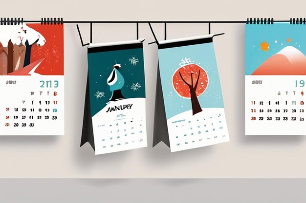 Digitale illustratie van de kalender van december tot januari