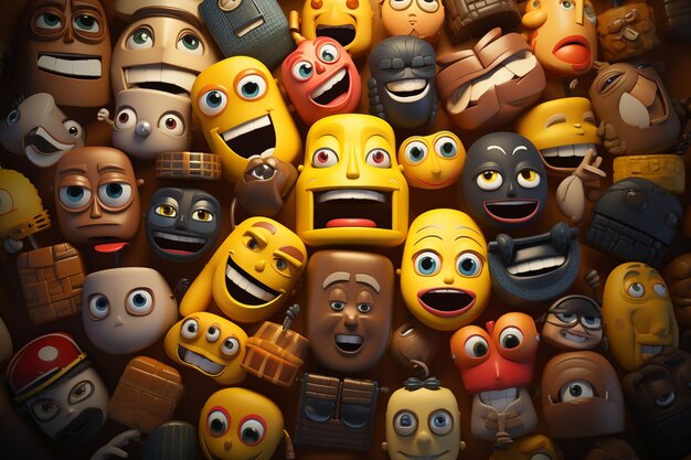 Foto digitale illustratie van diverse etnische emoji's generative ai