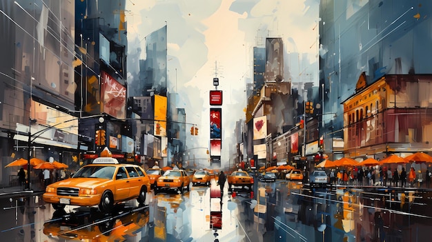 Digitale illustratiestraten in Times Square